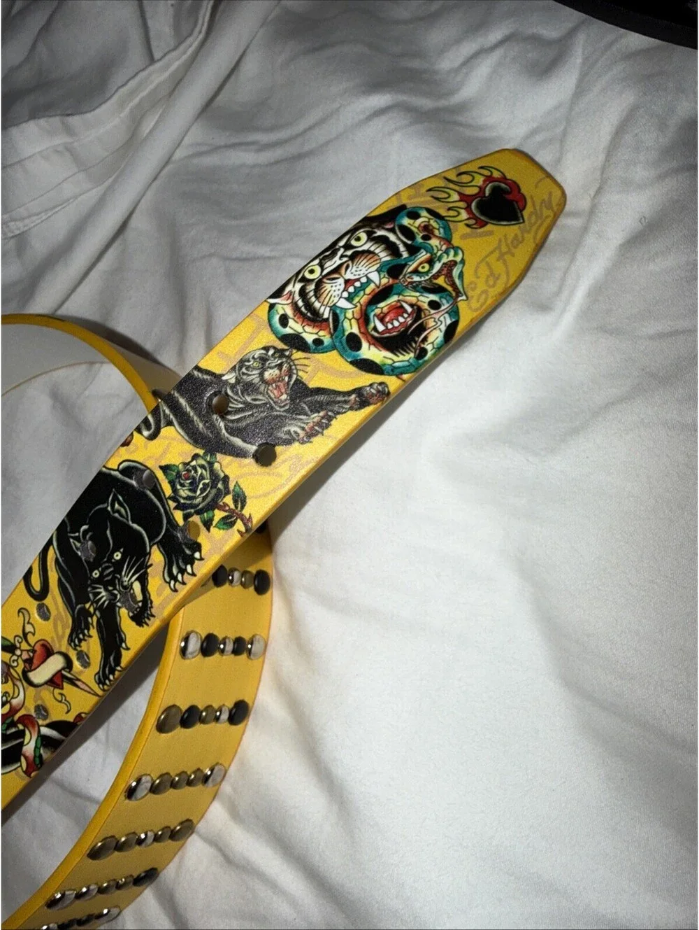 YELLOW studded Ed hardy Belt NWT Y2K